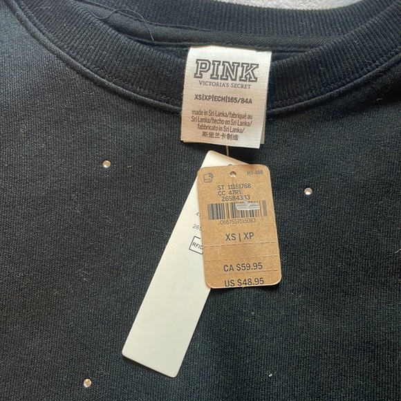 Victoria Secret rhinestone dotted fleece crewneck NEW - Picture 3 of 5